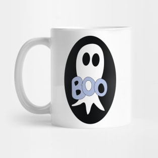 Cute Halloween ghost cartoon with BOO text Mug